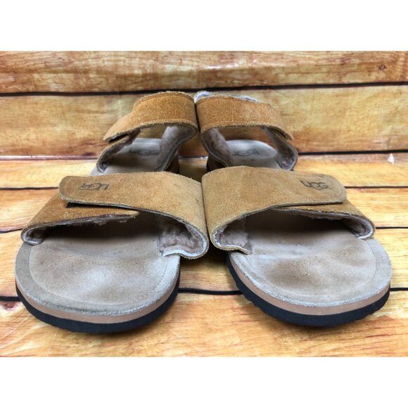 UGG Tan Suede Shearling Lined Ankle Strap Sandals Mens 11 M (5s73) - Picture 8 of 10